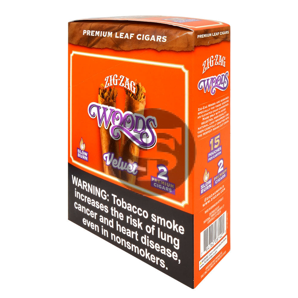 Zig Zag Woods Velvet Premium Leaf Cigars 15 pouches of 2 – Tobacco