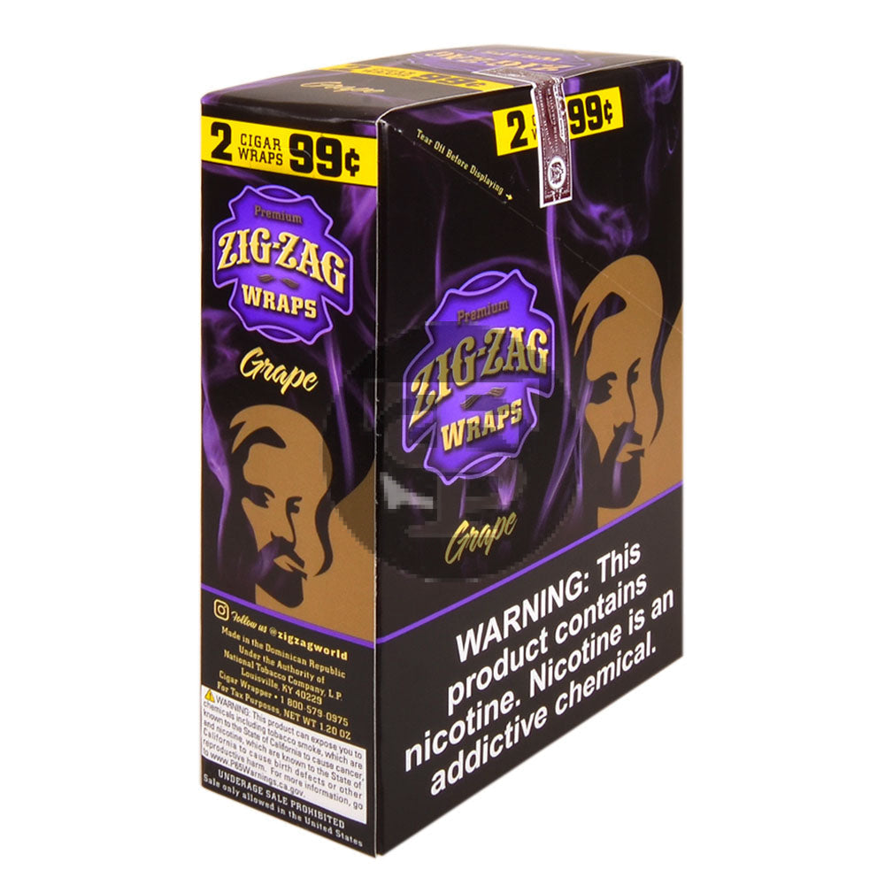 Zig Zag Wraps Premium Grape | 25 Packs of 2 | Blunt Wraps | 99c
