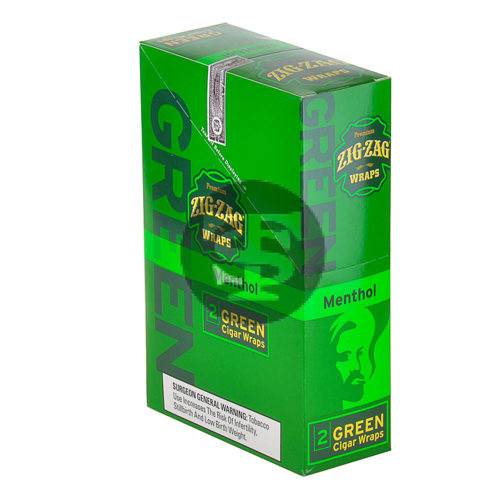 h*u様  tobaco Zig Zag Wraps Premium Green Menthol | 25 Packs of 2 | Blunt Wraps