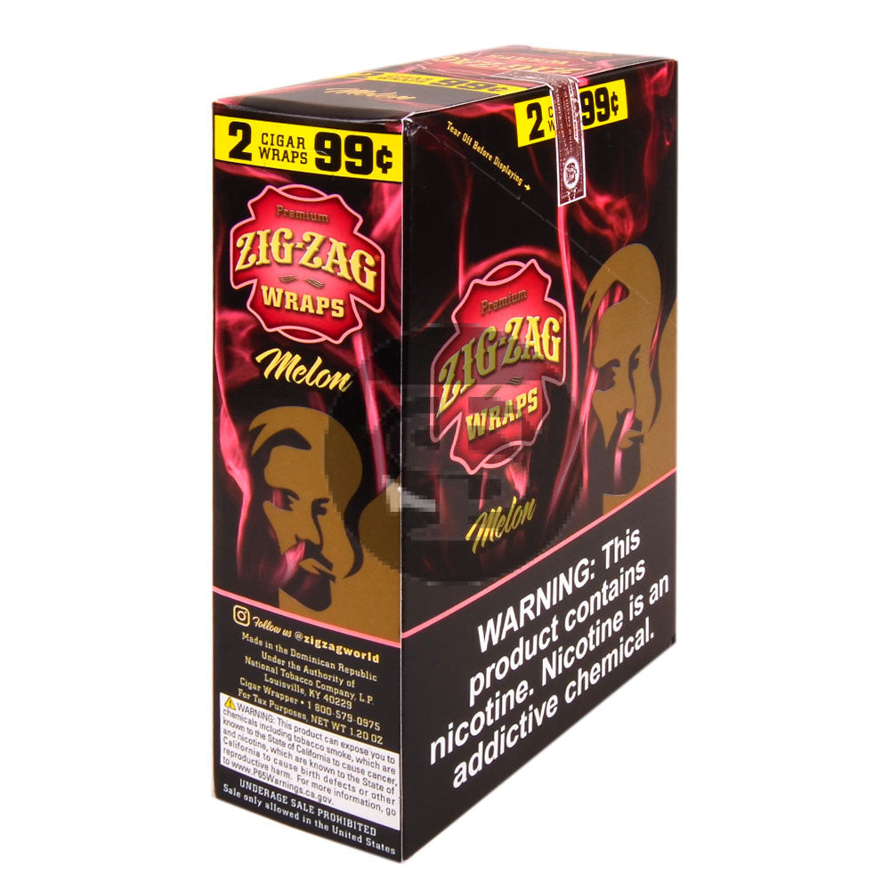 Zig Zag Wraps Premium Melon | 25 Packs of 2 | Blunt Wraps | 99c