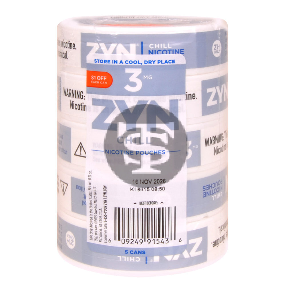 Zyn Nicotine pouches 3mg Chill | Tobacco Free | Nicotine Pouches | $1 OFF   Tobacco Stock