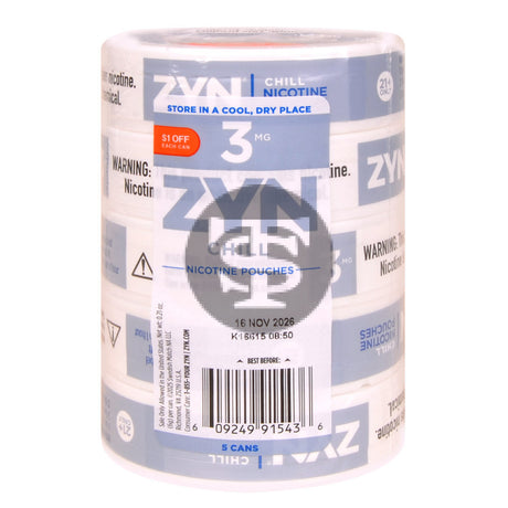 Zyn $1 OFF Nicotine pouches 3mg Chill 5 cans
