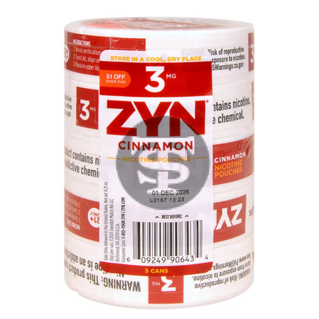 Zyn $1 OFF Nicotine pouches 3mg Cinnamon 5 cans