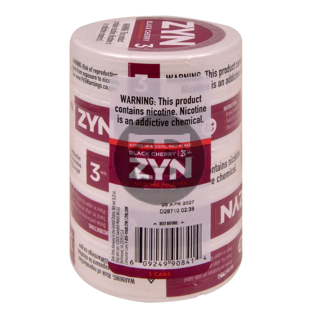 Zyn Nicotine pouches 3mg Black Cherry 5 cans