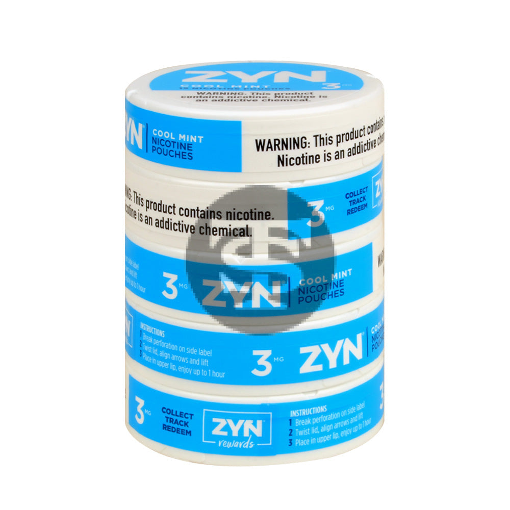 Zyn Nicotine pouches 3mg Cool Mint, 5 cans – Tobacco Stock
