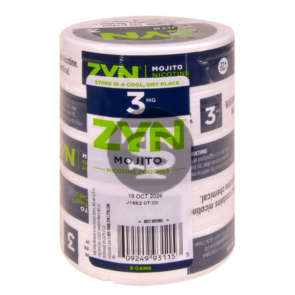 Zyn Nicotine pouches 3mg Mojito 5 cans