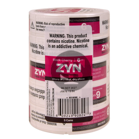 Zyn Nicotine pouches 6mg Black Cherry 5 cans of 20 pouches