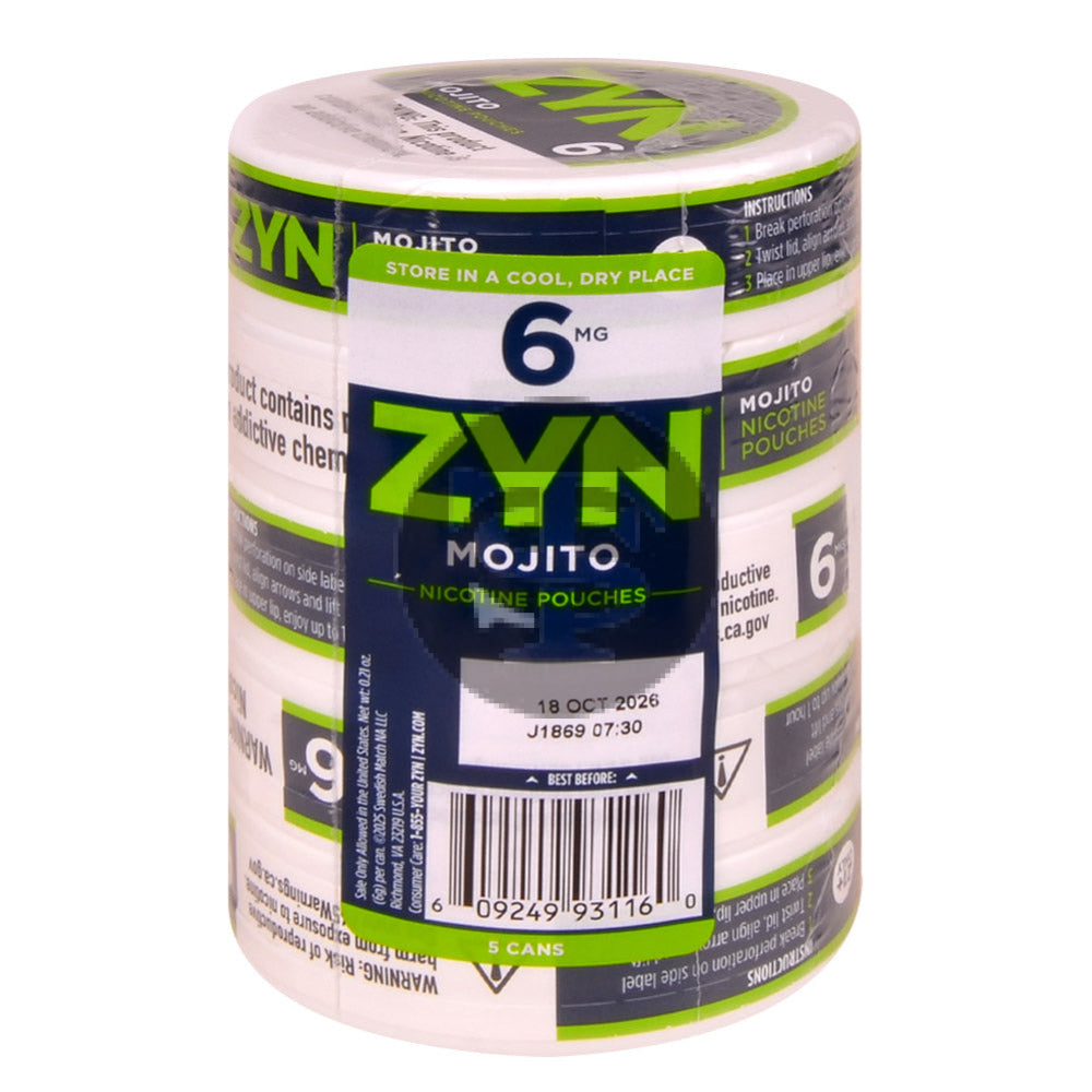 もいもい Zyn Nicotine pouches 6mg Mojito, 5 cans | Tobacco Alternative