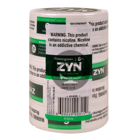 Zyn Nicotine pouches 6mg Wintergreen 5 cans of 20 pouches