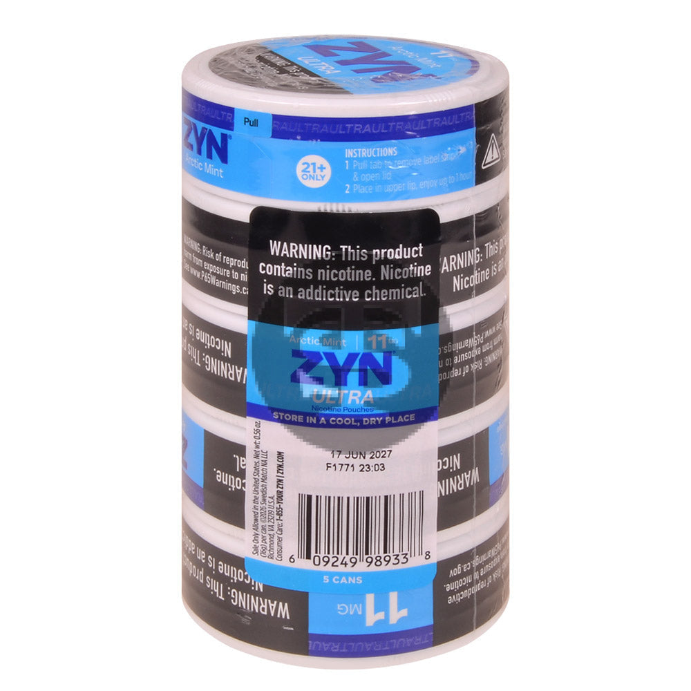Zyn ULTRA Nicotine pouches 11mg Artic Mint 5 cans