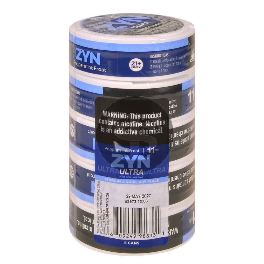 Zyn ULTRA Nicotine pouches 11mg Peppermint Frost 5 cans