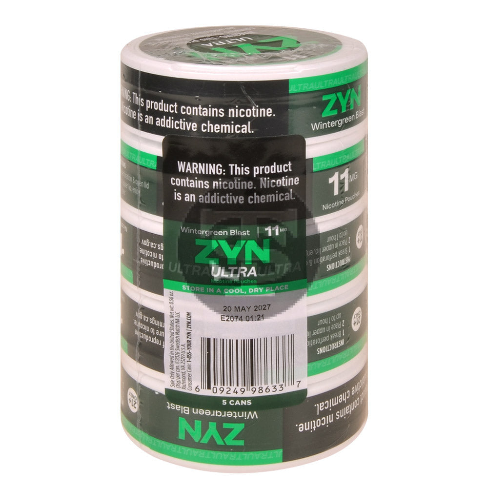 Zyn ULTRA Nicotine pouches 11mg Wintergreen Blast 5 cans