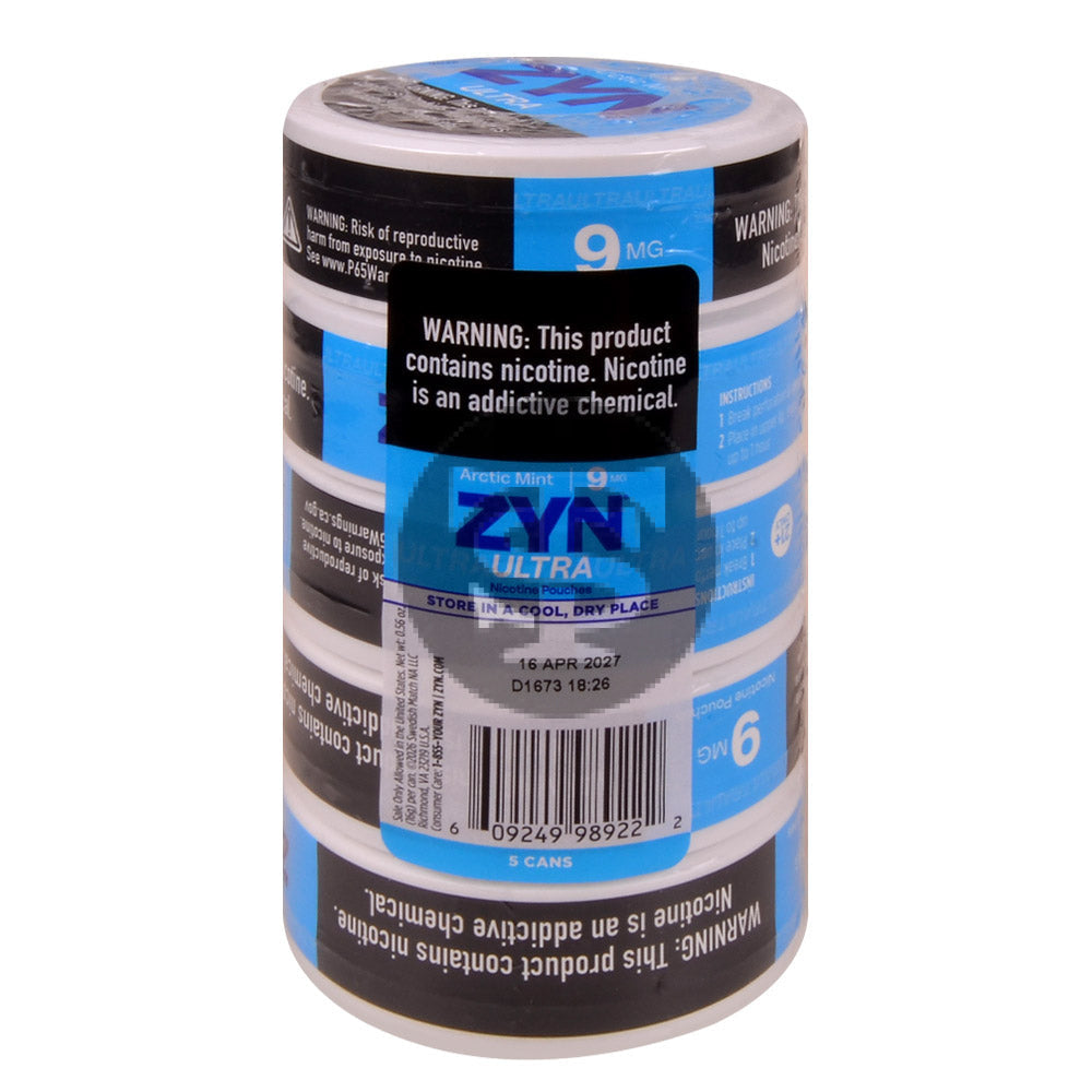 Zyn ULTRA Nicotine pouches 9mg Artic Mint 5 cans