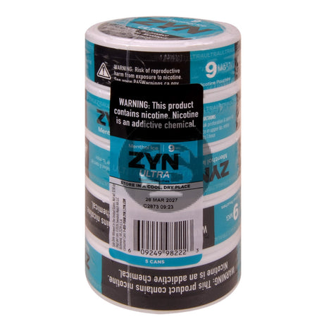 Zyn ULTRA Nicotine pouches 9mg Menthol Ice 5 cans