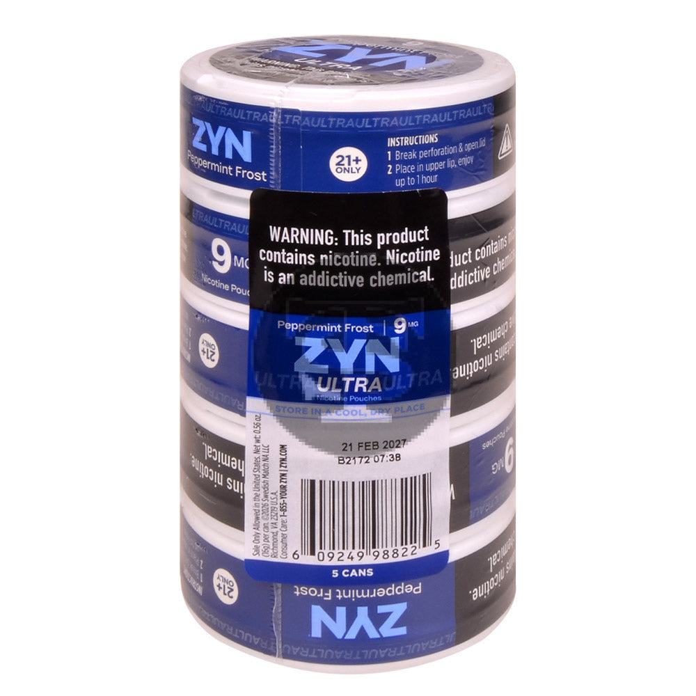 Zyn ULTRA Nicotine pouches 9mg Peppermint Frost 5 cans