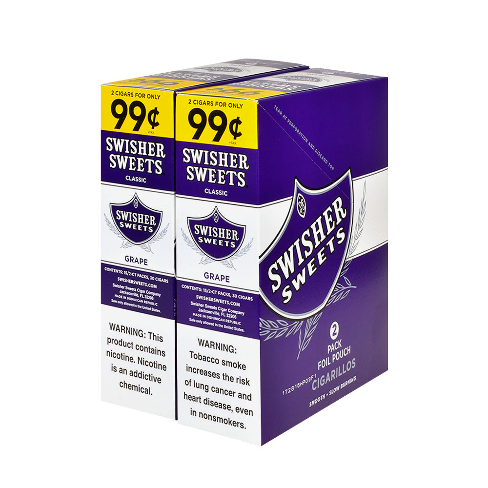 Swisher Sweets Cigarillos 99 Cent Pre Priced 30 Packs of 2 Cigars Grape 2