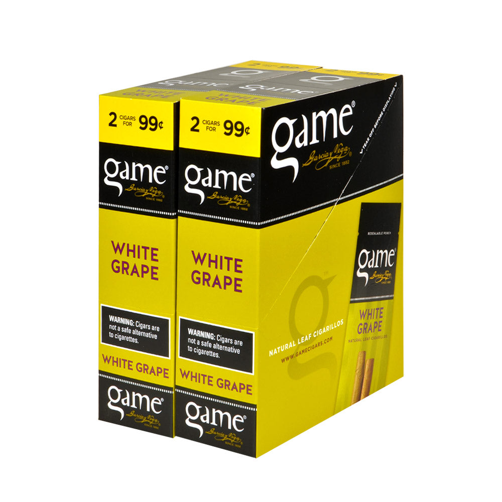 Game Vega Cigarillos White Grape Foil 2 for 99 Cents 30 Pouches of 2 1