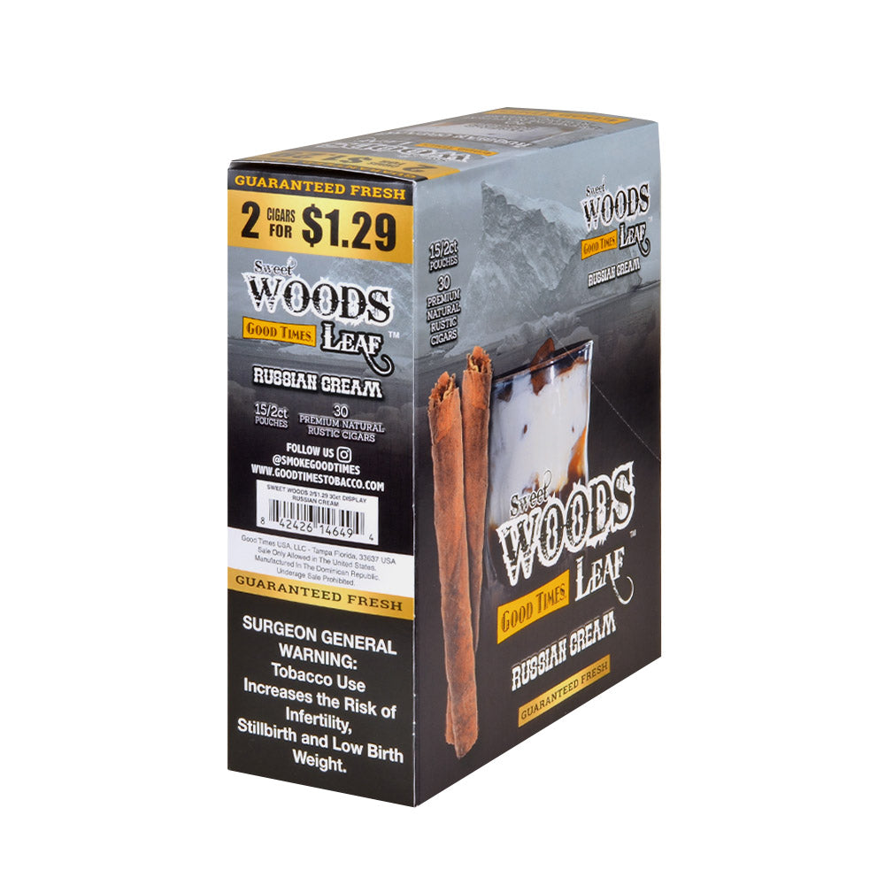 Good Times Sweet Woods 2 For $1.29 Cigarillos 15 Pouches Of 2 Russian Cream 2