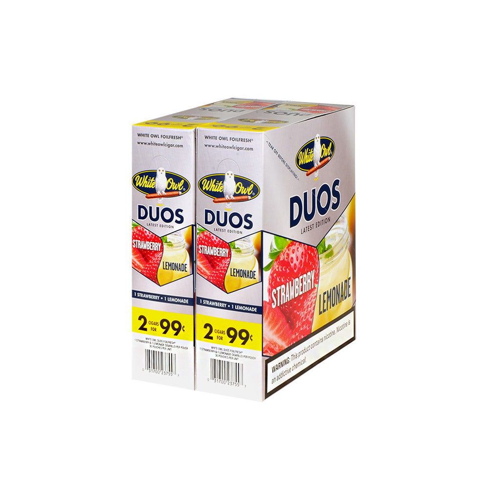 White Owl Cigarillos 99 Cent Pre Priced 30 Packs of 2 Cigars Duos Strawberry/Lemonade 2