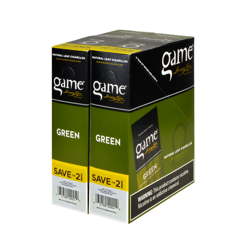 Game Vega Cigarillos Green Foil 30 Pouches of 2 2