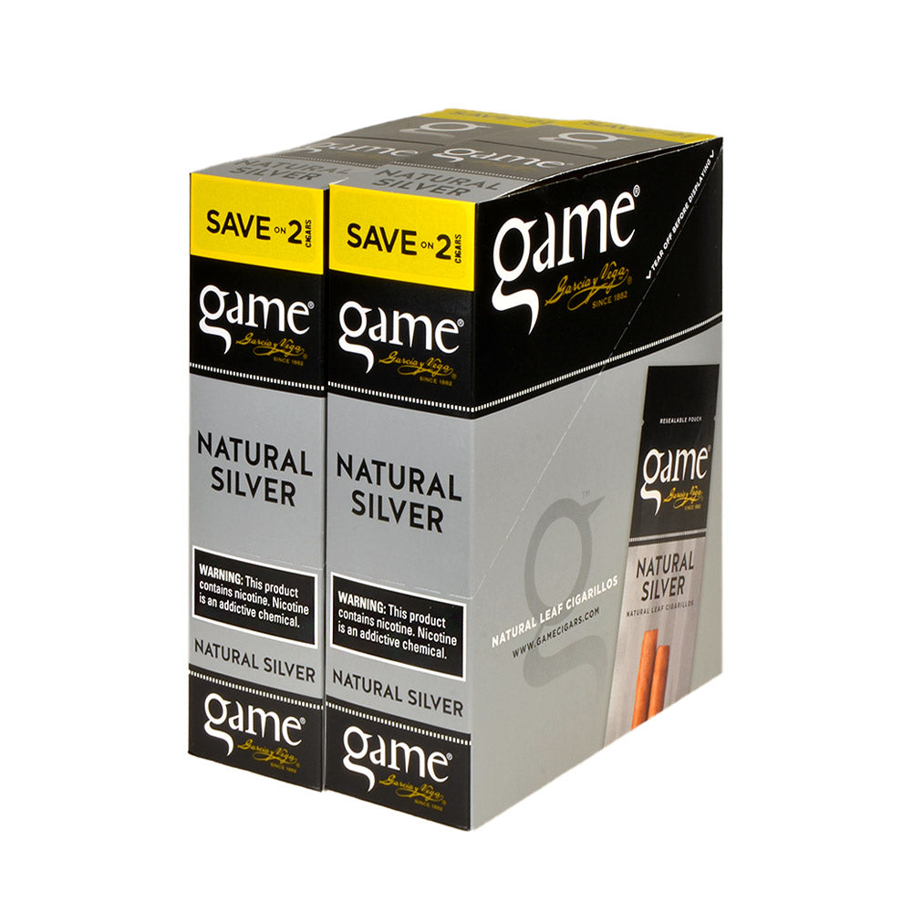 Game Vega Cigarillos Natural Silver Foil 30 Pouches of 2 1