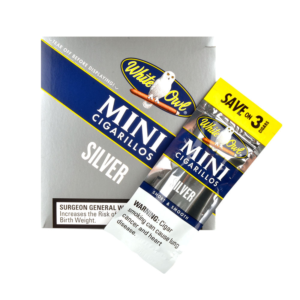 White Owl Cigarillos Mini Save on 3 Silver 15 Packs Of 3 3