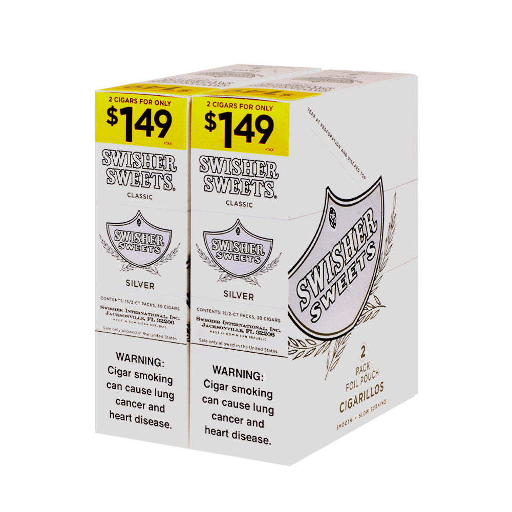 Swisher Sweets Cigarillos 1.49 Pre Priced 30 Packs of 2 Cigars Silver 2
