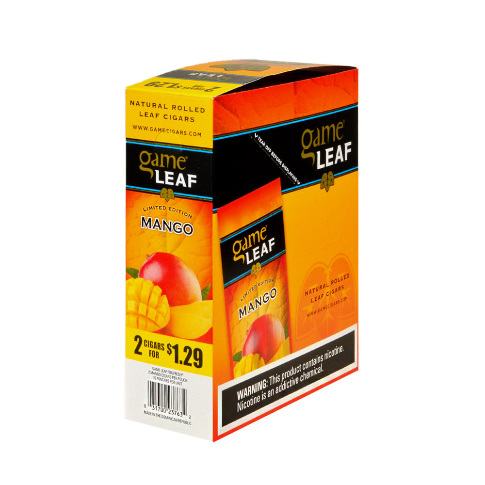 Game Leaf Mango Cigarillos 2 for $1.29 Cents 15 Pouches of 2 2