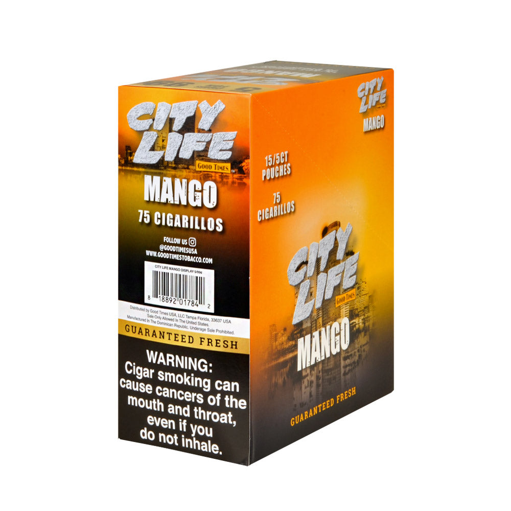 City Life Cigarillos 5 for 99 Cents Mango 15 Packs of 5 2