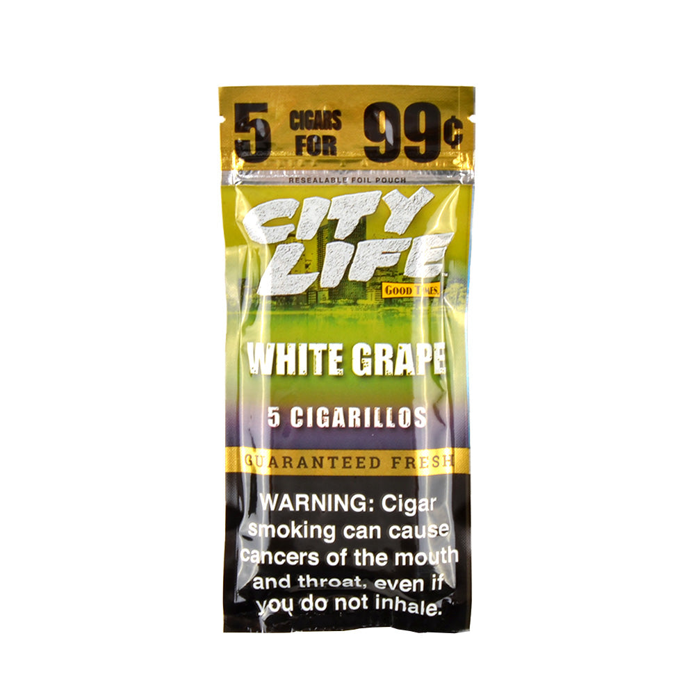 City Life Cigarillos 5 for 99 Cents White Grape 15 Packs of 5 3
