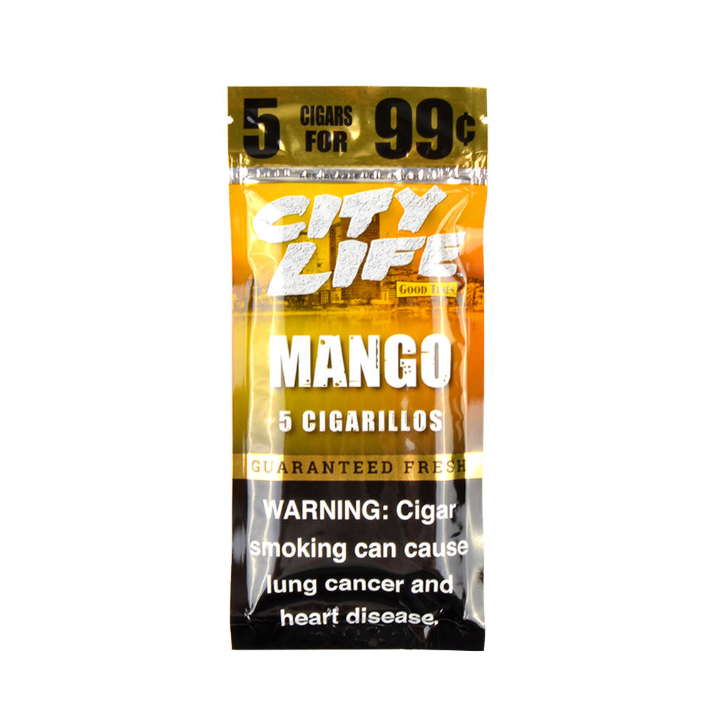 City Life Cigarillos 5 for 99 Cents Mango 15 Packs of 5 3