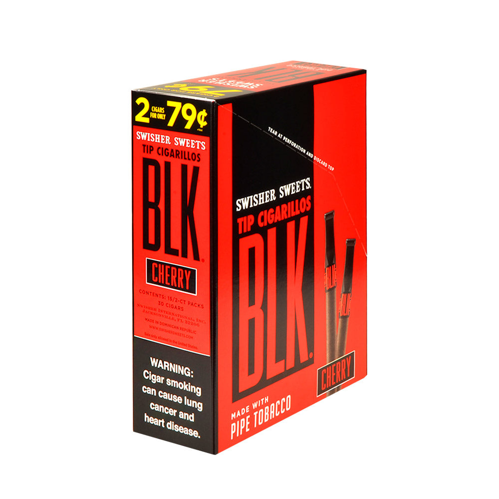 Swisher Sweets BLK Tip Cigarillos Pre Priced 2 For 79c 15 pouches of 2 Cherry 2