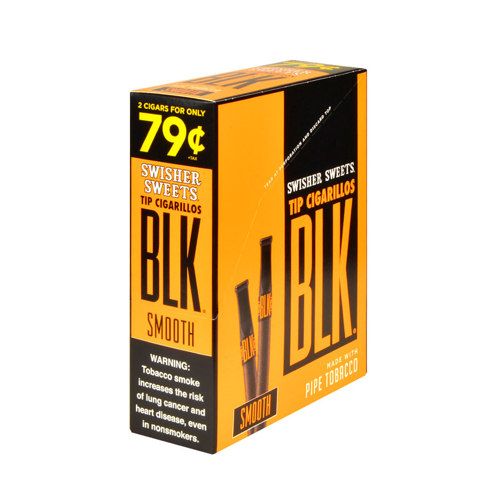 Swisher Sweets BLK Tip Cigarillos Pre Priced 2 For 79c 15 pouches of 2 Smooth 1