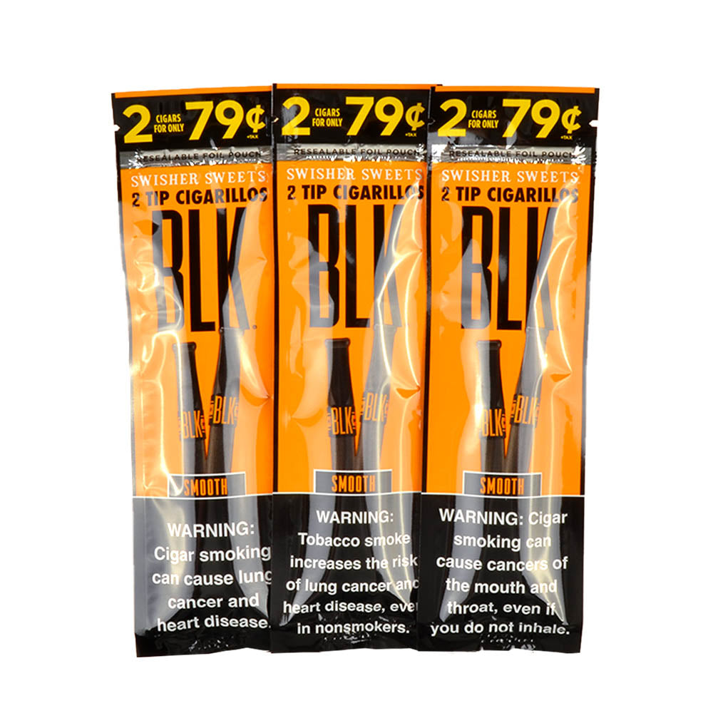 Swisher Sweets BLK Tip Cigarillos Pre Priced 2 For 79c 15 pouches of 2 Smooth 3