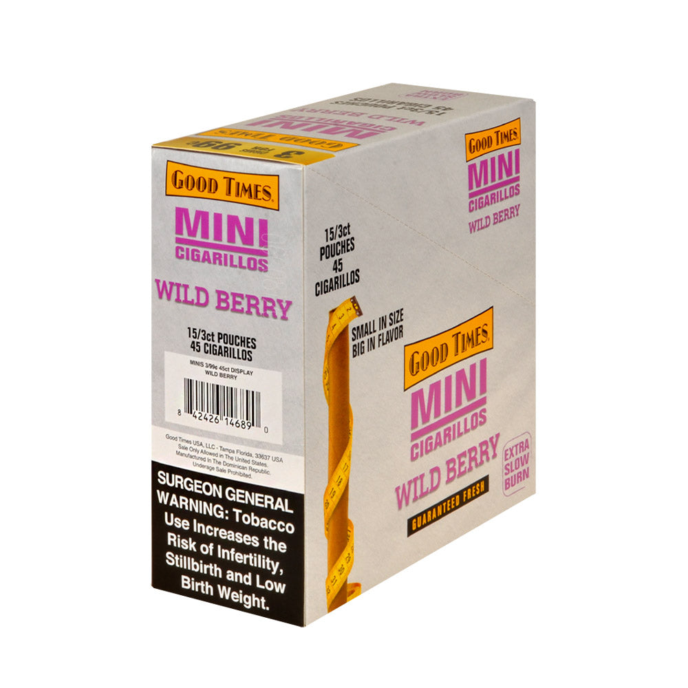 Good Times Mini Cigarillos Wild Berry Pre Priced 15 Packs of 3 2