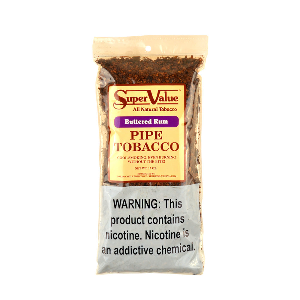 Super Value Pipe Tobacco Buttered Rum 12 oz. Bag 1