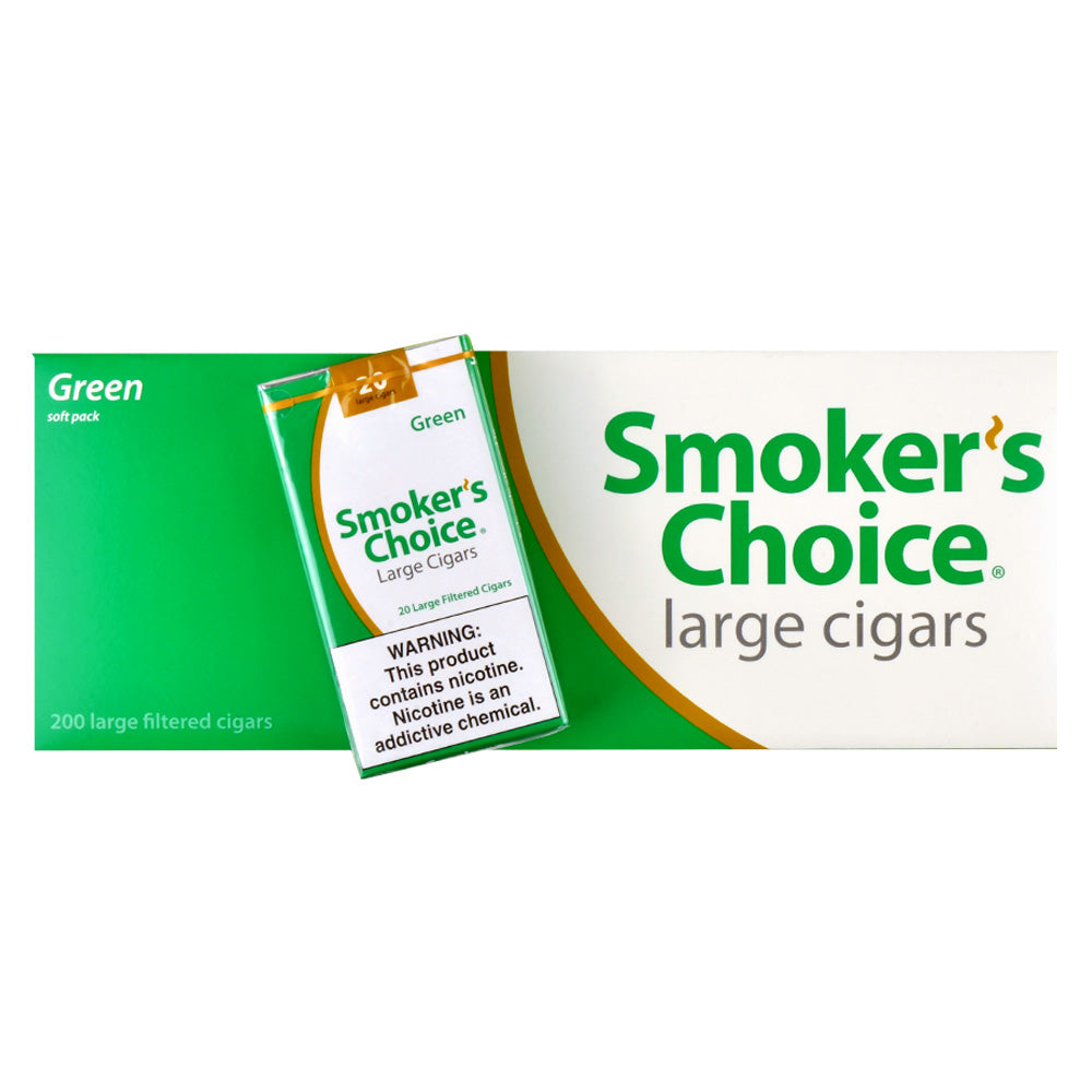 Smoker's Choice Menthol Green Filtered Cigars 10 Packs of 20 2