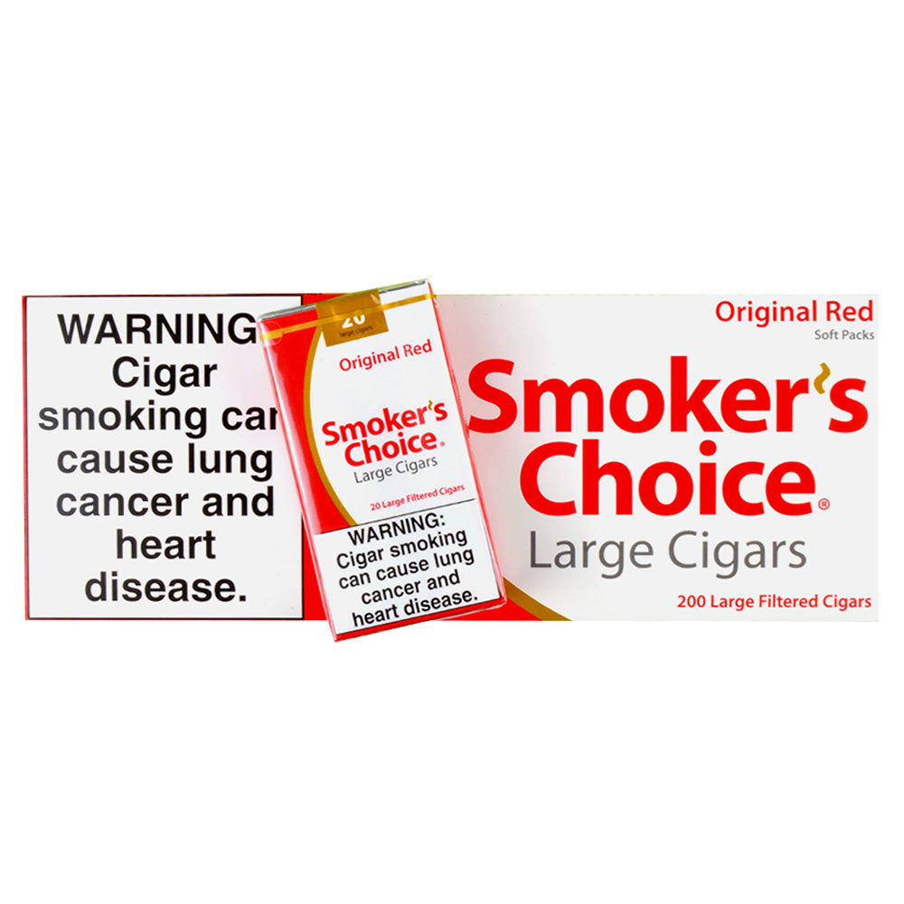 Smoker's Choice Original Red Filtered Cigars 10 Packs of 20 2