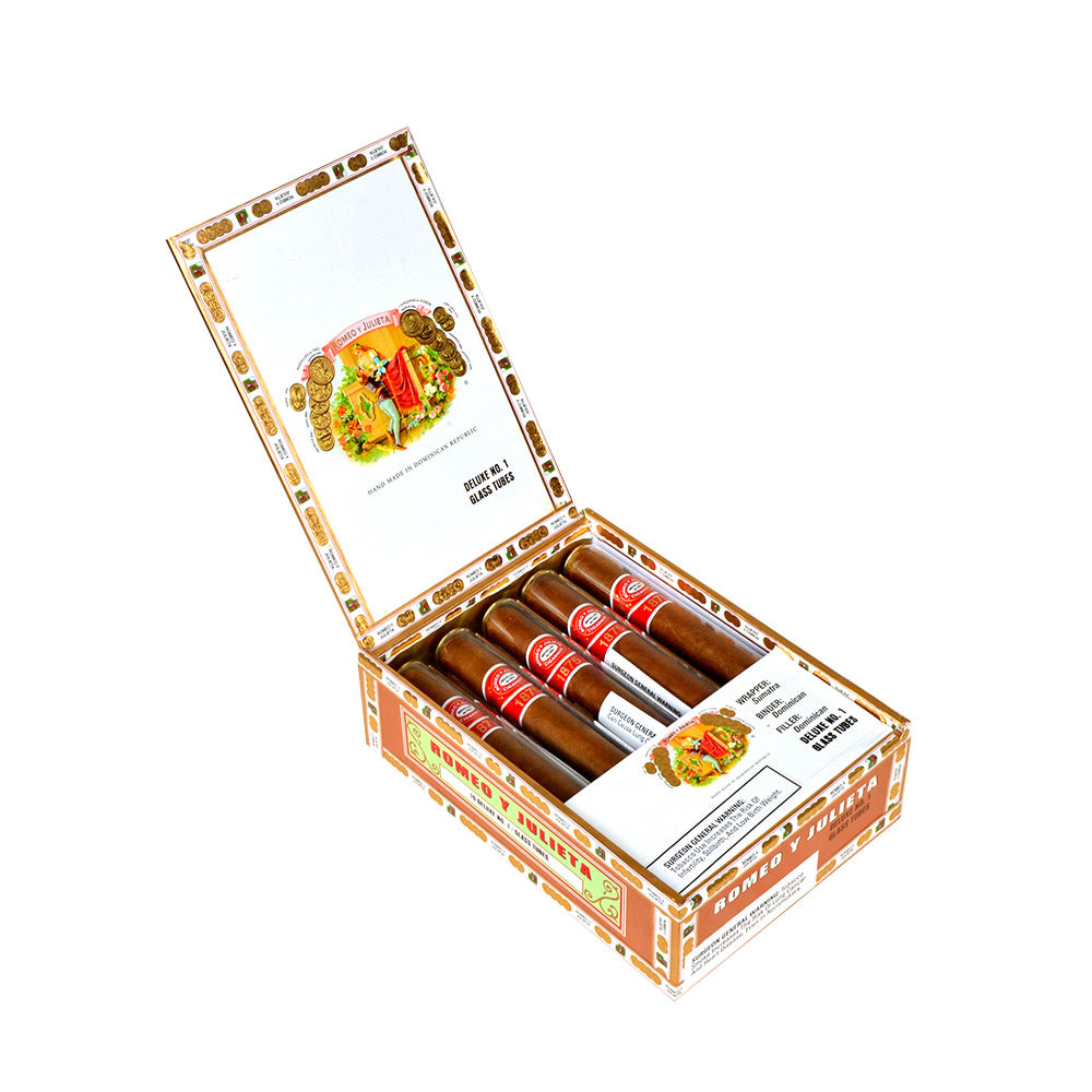 Romeo Y Julieta 1875 Deluxe 1 Glass Tubes Cigars Box of 10 5