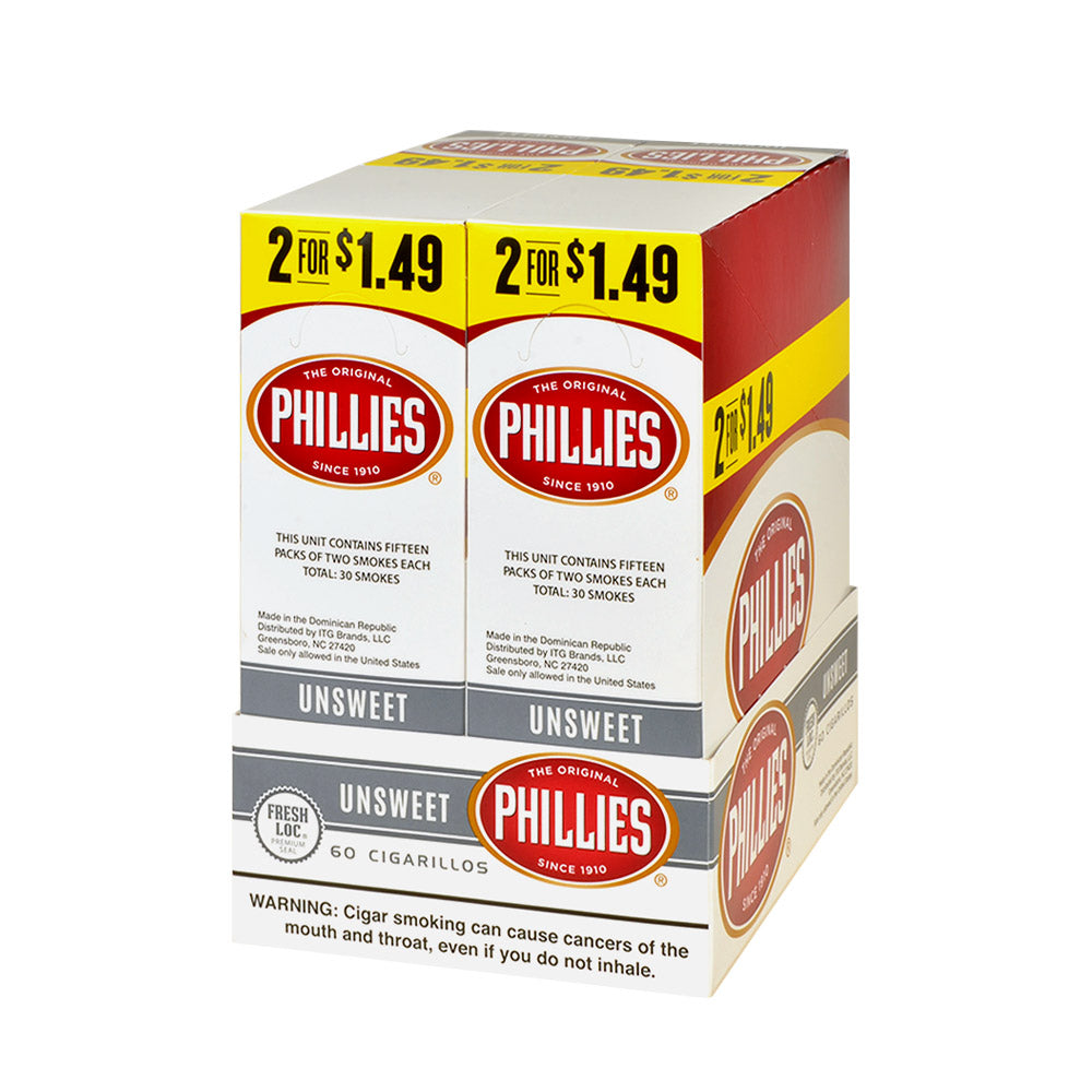 Phillies Cigarillos 2x$1.49 30 Pouches of 2 Unsweet 2
