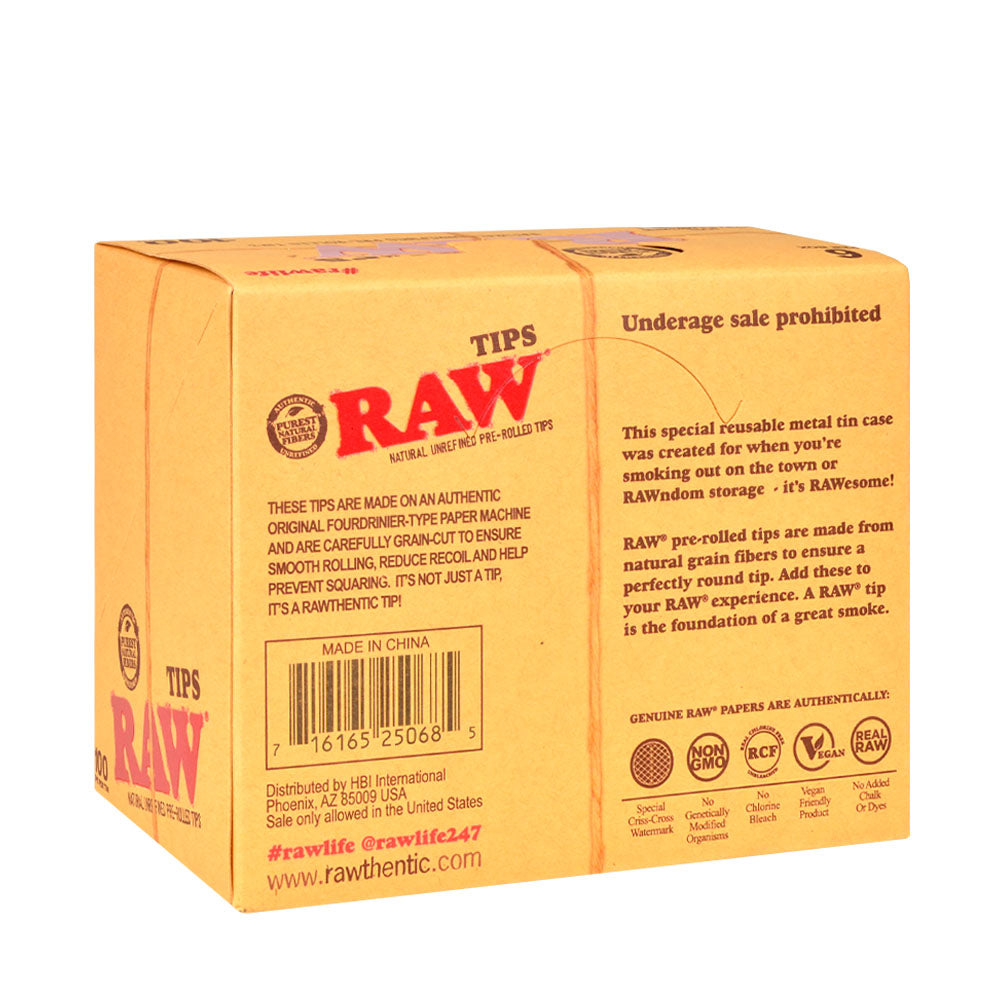 RAW Filter Tips Pre-Rolled in Tins Pack of 6 3