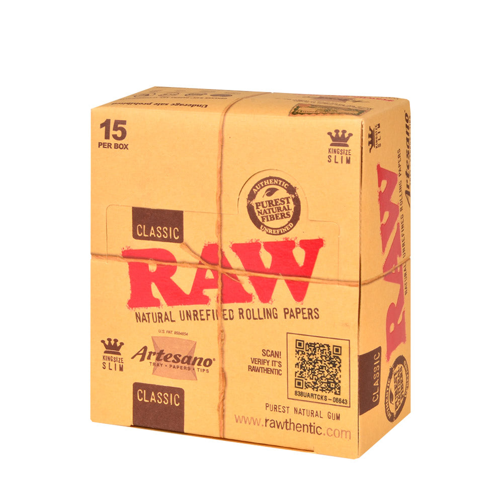 Raw Classic Papers Artesano King Size Slim Pack of 15 – Tobacco Stock