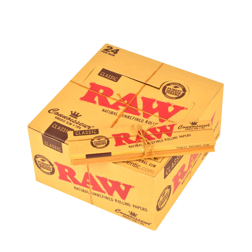 RAW Connoisseur Classic Papers King Size Slim With Tips Pack of 24 2