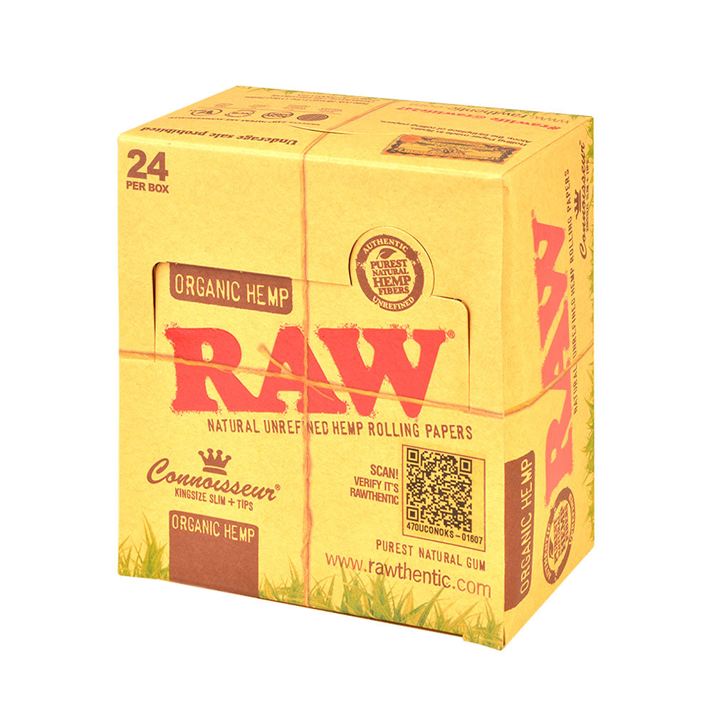 RAW Connoisseur Organic Papers With Tips King Size Slim Pack of 24 1