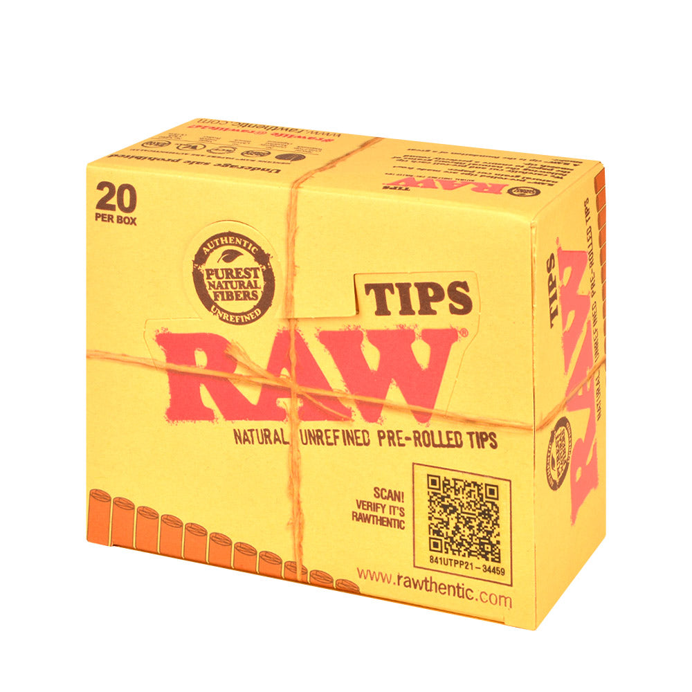 RAW Unrefined Pre Rolled Filter Tips Pack of 20 1