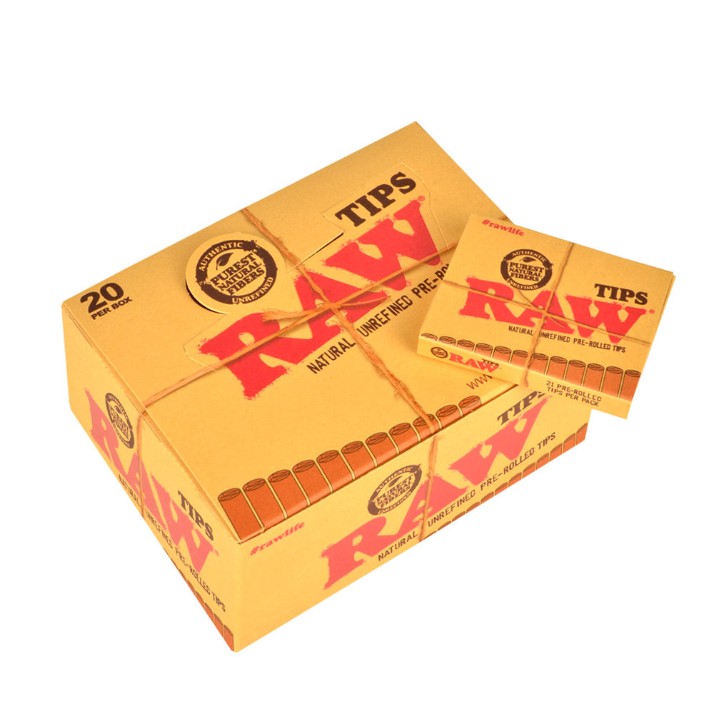 RAW Unrefined Pre Rolled Filter Tips Pack of 20 2