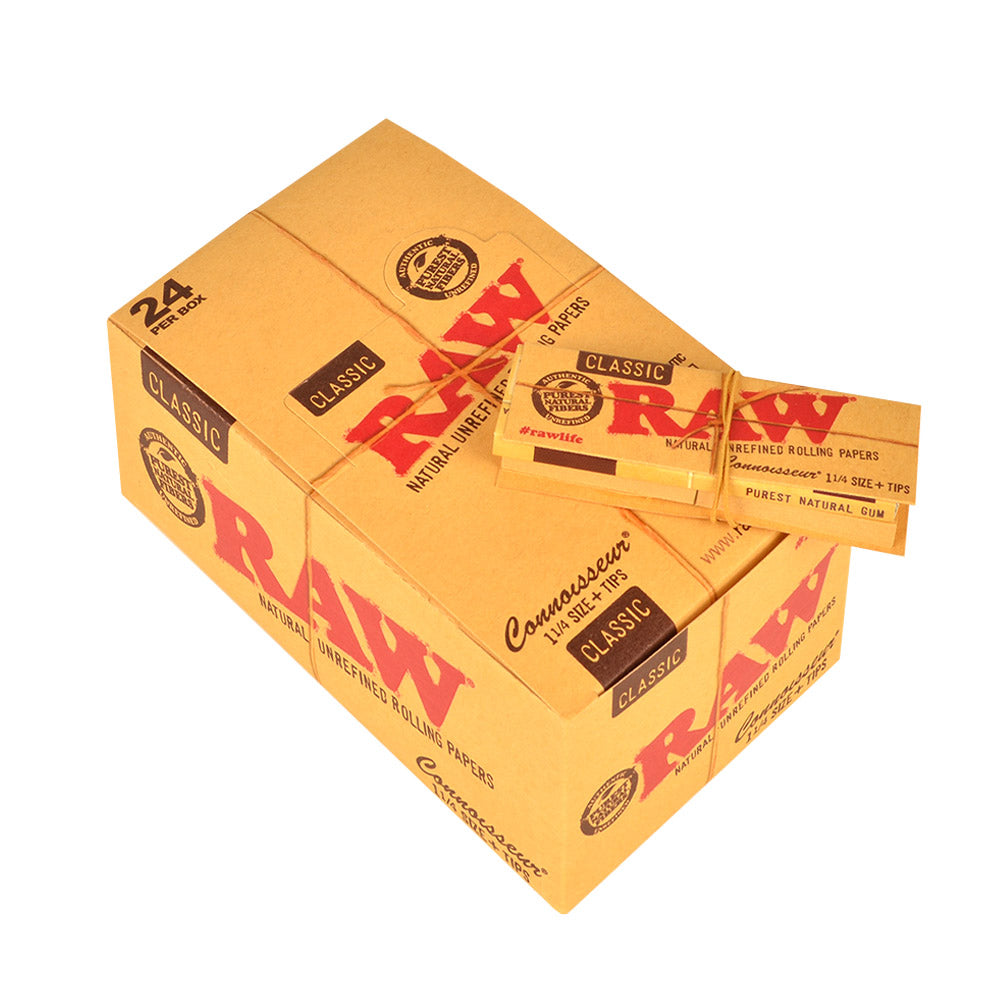 RAW Connoisseur Papers With Tips 1 1/4 Pack of 24 2