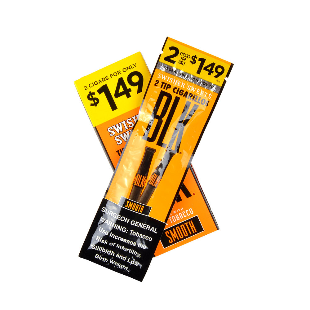 Swisher Sweets BLK Tip Cigarillos 2 for $1.49 Smooth 15 pouches of 2 3