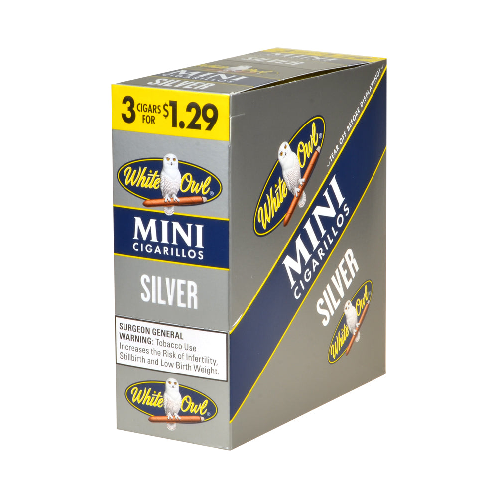 White Owl Cigarillos Mini 3 for $1.29 15 Packs Of 3 Silver 1