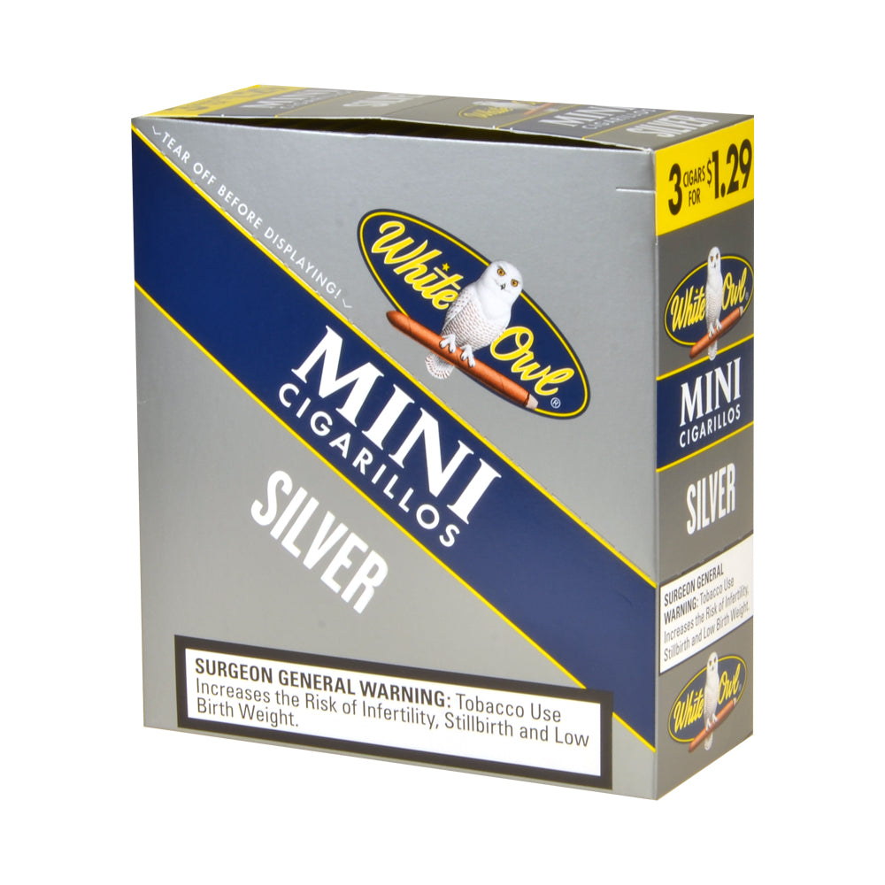 White Owl Cigarillos Mini 3 for $1.29 15 Packs Of 3 Silver 3